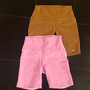 Alo Yoga Biker Shorts bundle - Pink and Brown. Size small